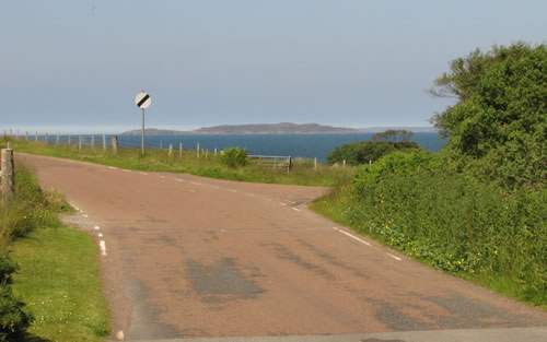 The turn off to Laide Slipway on the road to Mellon Udrigle